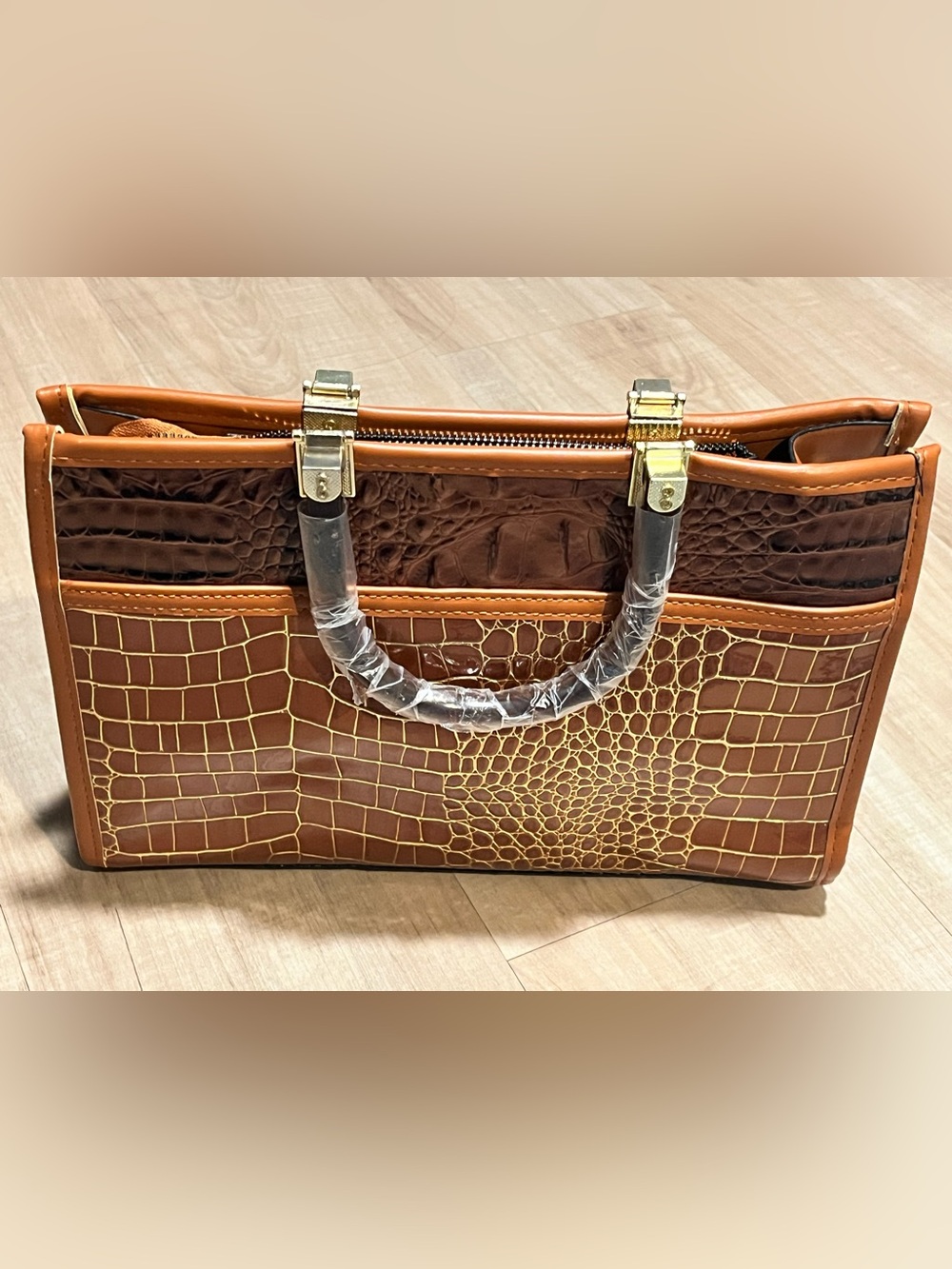 Croc Briefcase purse for Women in Brown